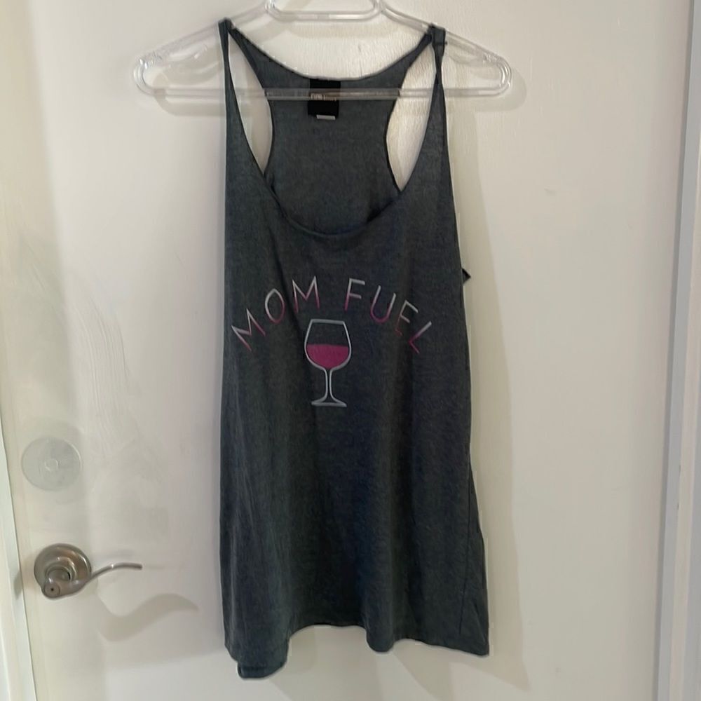 FIFTH SUN Mom Fuel Wine tank top funny‎ baby shower gift large NWOT